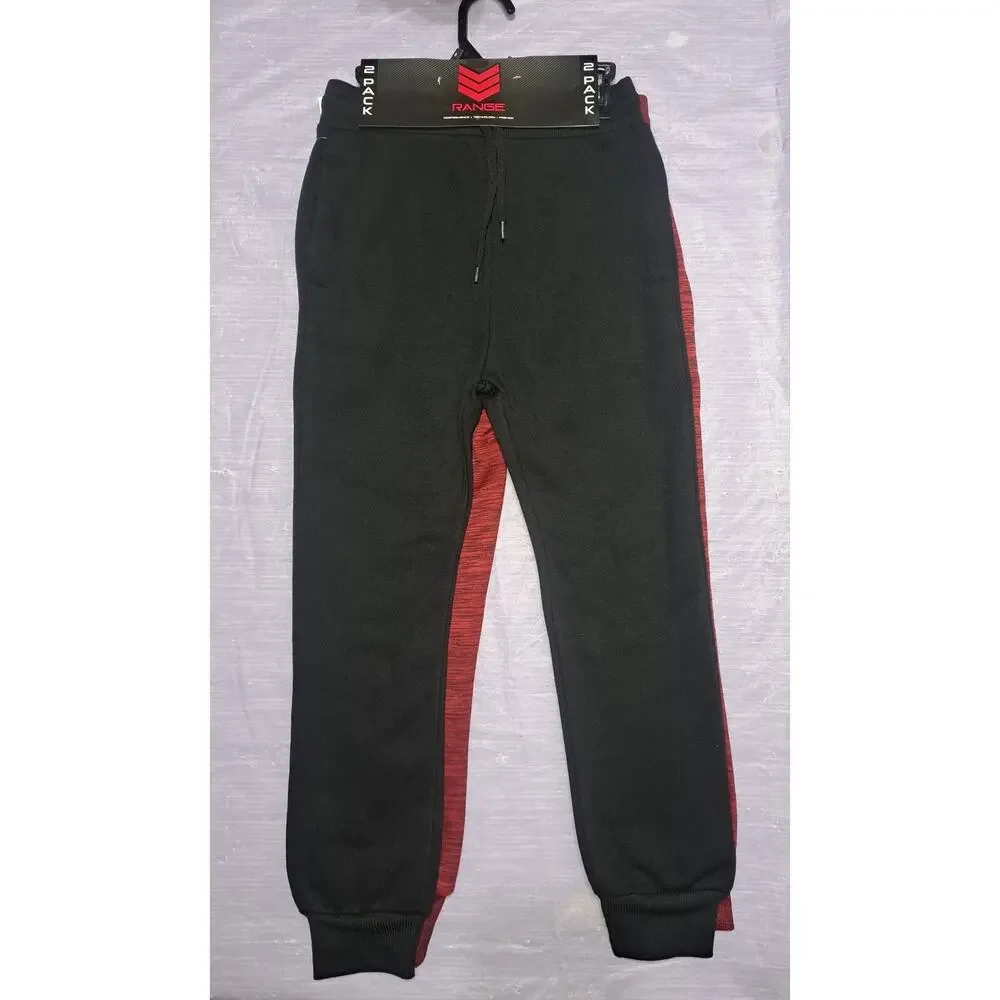 Boys 2-Pack Red & Black Athletic Performance Jogger Pants with Pockets Size 8